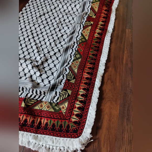 Kuffiya original Palestinian Elegant Embroidery keffiyeh With Handmade Hadab L - Picture 3 of 5
